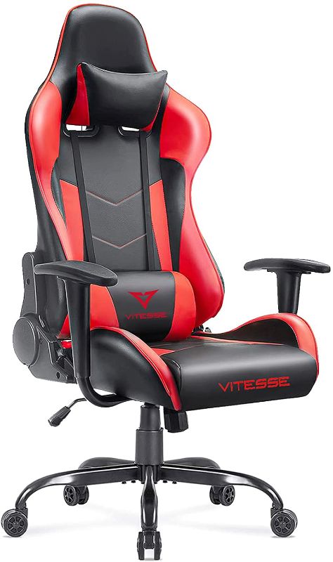 Photo 1 of PARTS ONLY
VITESSE Ergonomic Red Gaming Gamer Chair for Adults, 400 lbs PC Computer Chair, Racing Office Chair, Silla Gamer Height Adjustable Swivel Chair with Lumbar Support and Headrest
