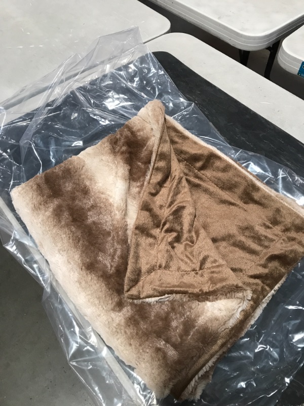 Photo 1 of 5' X 7' MICROFIBER THROW BLANKET, BROWN 