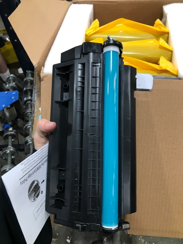 Photo 3 of LD Products Compatible Toner Cartridge Replacements, YELLOW PINK, BLACK, BLUE 
PREVIOUSLY OPENED, PLEASE SEE PHOTOS 