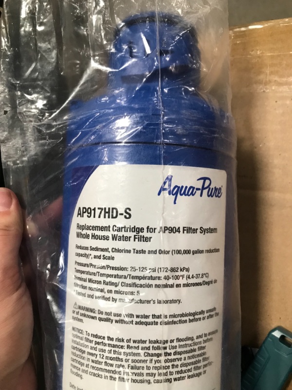 Photo 3 of 3M Aqua-Pure Whole House Sanitary Quick Change Water Filter System AP904, Reduces Sediment, Chlorine Taste and Odor, and Scale
AS IS USED PLEASE SEE PHOTOS 
