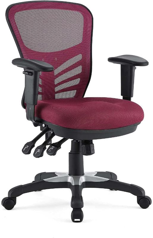 Photo 3 of Modway Articulate Ergonomic Mesh Office Chair in Red
