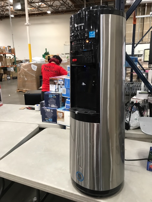 Photo 1 of 3 or 5 Gallon Water Dispenser for Hot, Cold, and Room Temperature in Black and Stainless Steel

