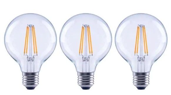 Photo 1 of 100-Watt Equivalent G25 Dimmable Globe Clear Glass Filament LED Vintage Edison Light Bulb Bright White (3-Pack)
2 box pack