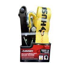 Photo 1 of 27 ft. x 2 in. Heavy-Duty Ratchet Tie-Down Strap with Flat Hook and J Hook Combo
