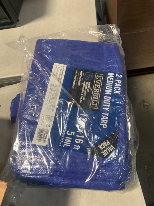 Photo 1 of 12 ft. x 16 ft. Blue General Purpose Tarp (2-Pack)
