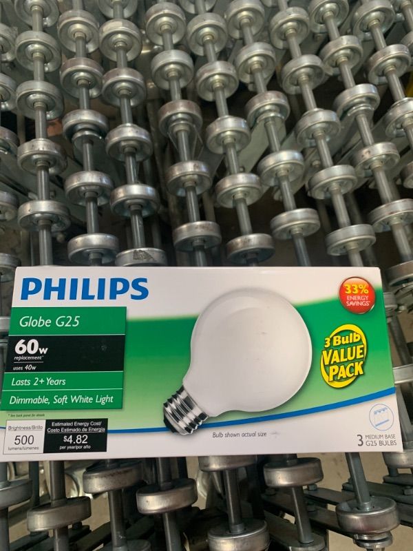 Photo 2 of 40-Watt Equivalent G25 Halogen White Decorative Globe Light Bulb (3-Pack)