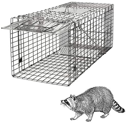 Photo 1 of HomGarden Live Animal Cage Trap 32'' Steel Humane Release Rodent Cage for Rabbits, Stray Cat, Squirrel, Raccoon, Mole, Gopher, Chicken, Opossum, Skunk, Chipmunks, Groundhog Squire
