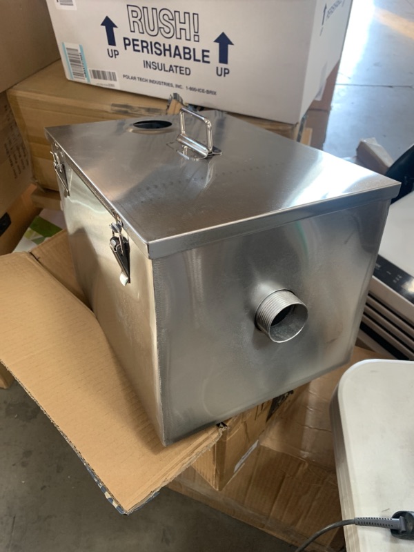 Photo 2 of  Commercial Grease Trap, Side Inlet Stainless Steel Wastewater Grease Interceptor Oil-Water Separator with Removable Mesh Filter for Restaurant Coffee Shop Home Kitchen
