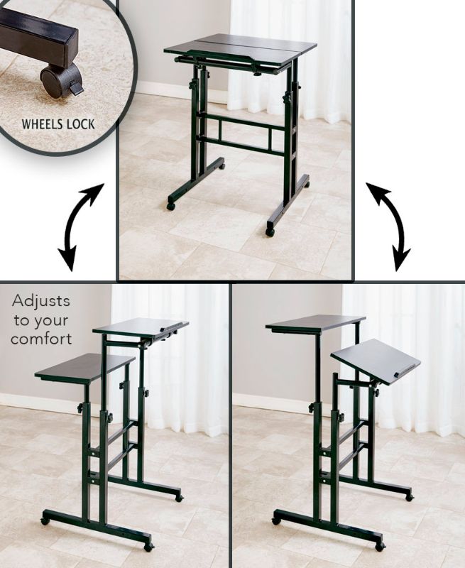 Photo 1 of 2-Tier Adjustable Height Rolling Desks
