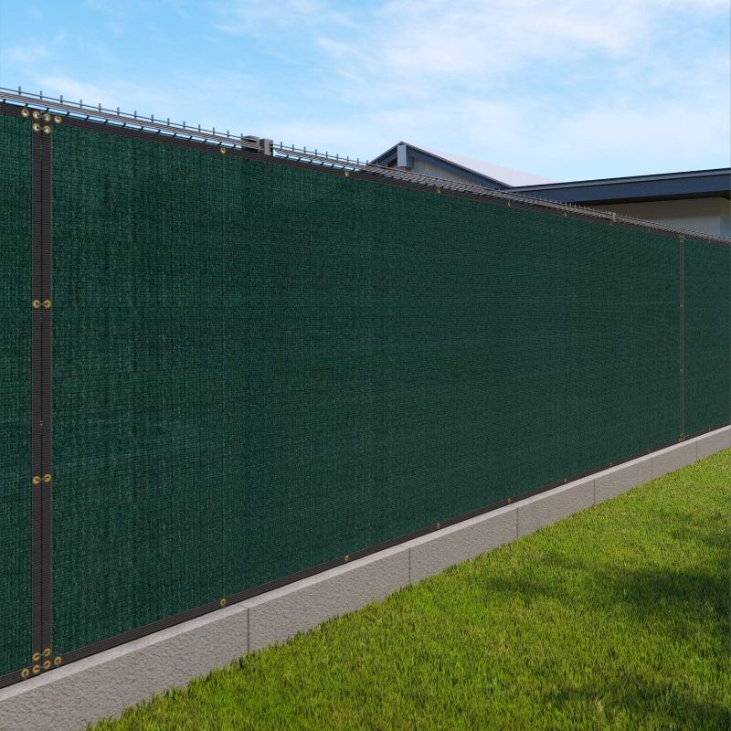 Photo 1 of 5' x 25' Privacy Fence Screen in Green with Brass Grommet 85% Blockage Windscreen Outdoor Mesh Fencing Cover Netting Fabric - Custom
