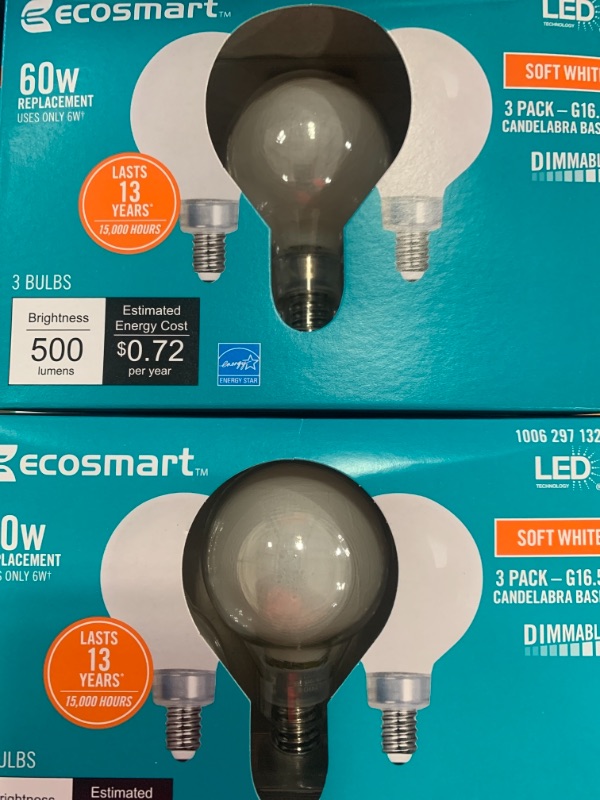 Photo 1 of 40-Watt Equivalent G16.5 ENERGY STAR and CEC Title 20 Dimmable Filament LED Light Bulb Daylight ( 2 3-Packs)
