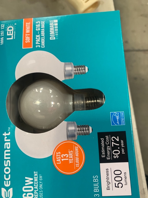 Photo 2 of 40-Watt Equivalent G16.5 ENERGY STAR and CEC Title 20 Dimmable Filament LED Light Bulb Daylight ( 2 3-Packs)
