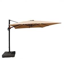 Photo 1 of 11 ft. LED Round Offset Outdoor Patio Umbrella in Chili Red
