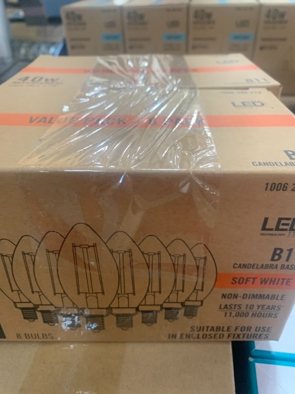 Photo 2 of 40-Watt Equivalent B11 Non-Dimmable Clear Glass Filament Vintage Edison LED Light Bulb Daylight (2 8-Packs)
