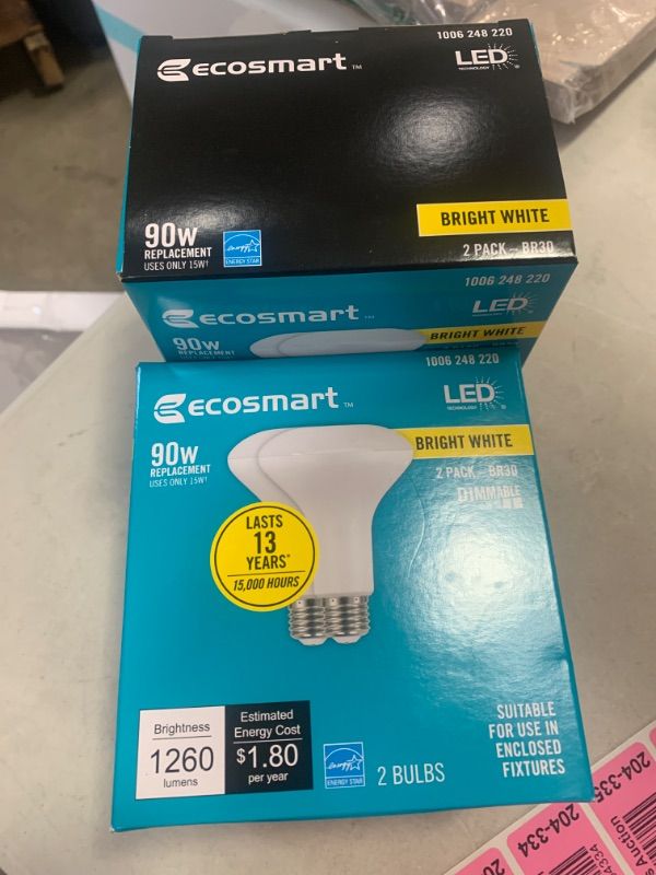 Photo 1 of 90-Watt Equivalent BR30 Dimmable ENERGY STAR LED Light Bulb in Bright White (2 2-Packs)
