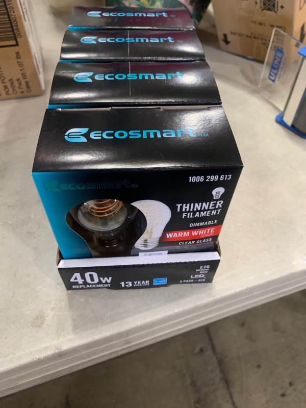 Photo 1 of 40-Watt Equivalent A15 Dimmable Fine Bendy Filament LED Vintage Edison Light Bulb Warm White (4 2-Packs)

