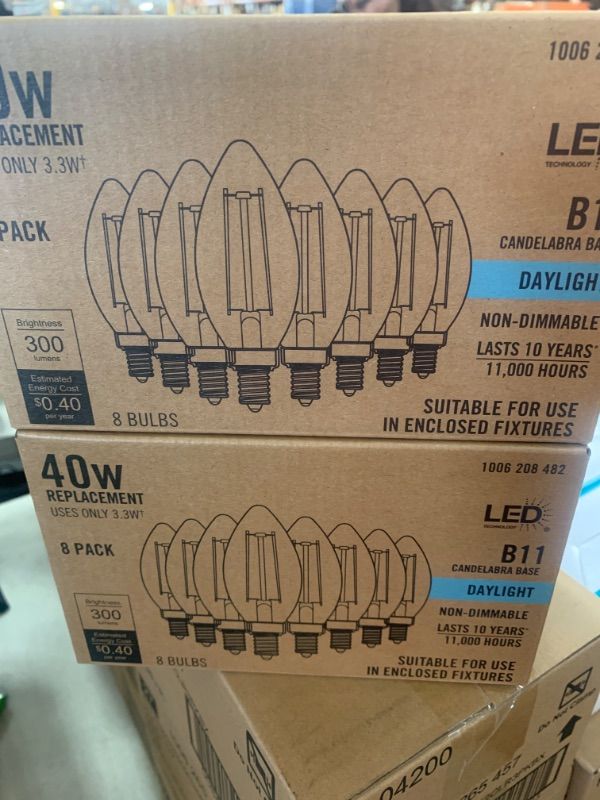 Photo 2 of 40-Watt Equivalent B11 Non-Dimmable Clear Glass Filament Vintage Edison LED Light Bulb Soft White (2 8-Packs)
