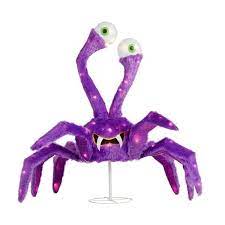 Photo 1 of 4 ft. 80-Light Warm White LED Animated Spider with Big Eyeballs Halloween Yard Decoration
