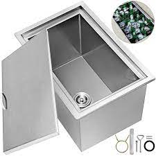 Photo 1 of 70qt Outdoor Kitchen Ice Chest 304 Stainless Steel Cooler Beverage Drop In
