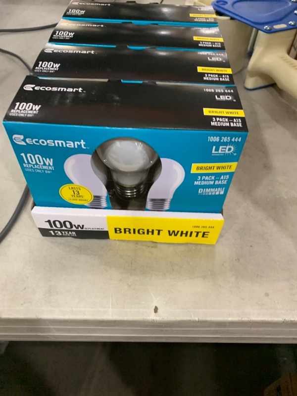 Photo 2 of 100-Watt Equivalent A15 Dimmable Appliance Fan Frosted Glass Filament LED Vintage Edison Light Bulb Bright White(4 3-Packs)
