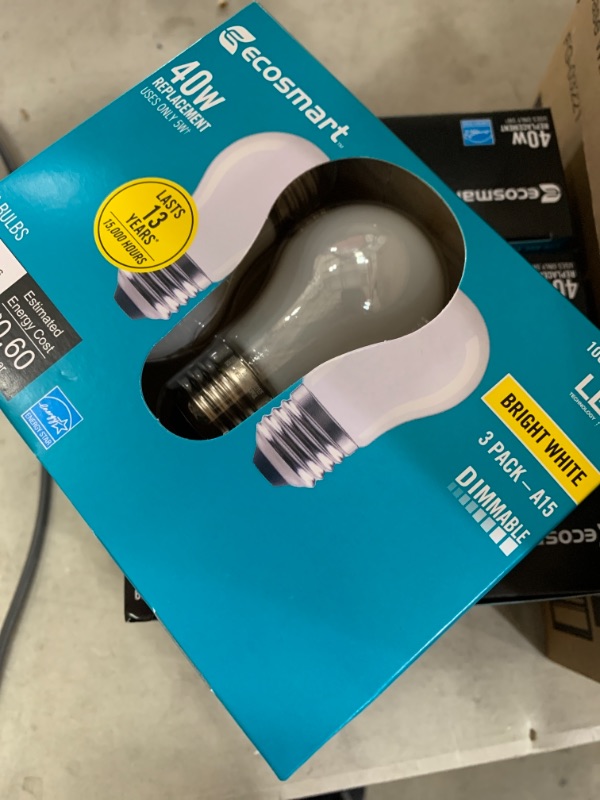 Photo 2 of 40-Watt Equivalent A15 Dimmable ENERGY STAR Frosted Glass Filament Vintage Edison LED Light Bulb Bright White (4 3-Packs)
