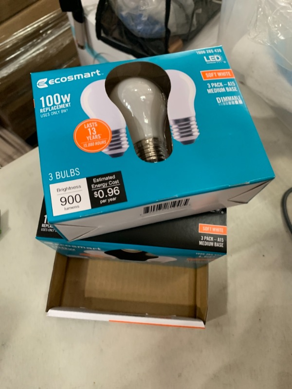 Photo 2 of 100-Watt Equivalent A15 Dimmable Appliance Fan Frosted Glass Filament LED Vintage Edison Light Bulb Soft White (4 3-Packs)
