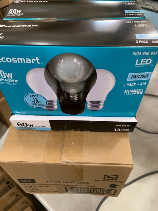 Photo 2 of 60-Watt Equivalent A15 Dimmable Frosted Glass Decorative Filament LED Vintage Edison Light Bulb Daylight (4 3-Packs)
