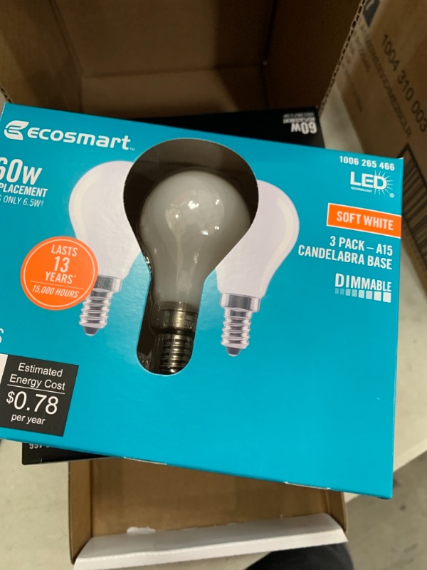 Photo 2 of 60-Watt Equivalent A15 Dimmable Appliance Fan Frosted Glass Filament LED Vintage Edison Light Bulb Soft White (4 3-Packs)
