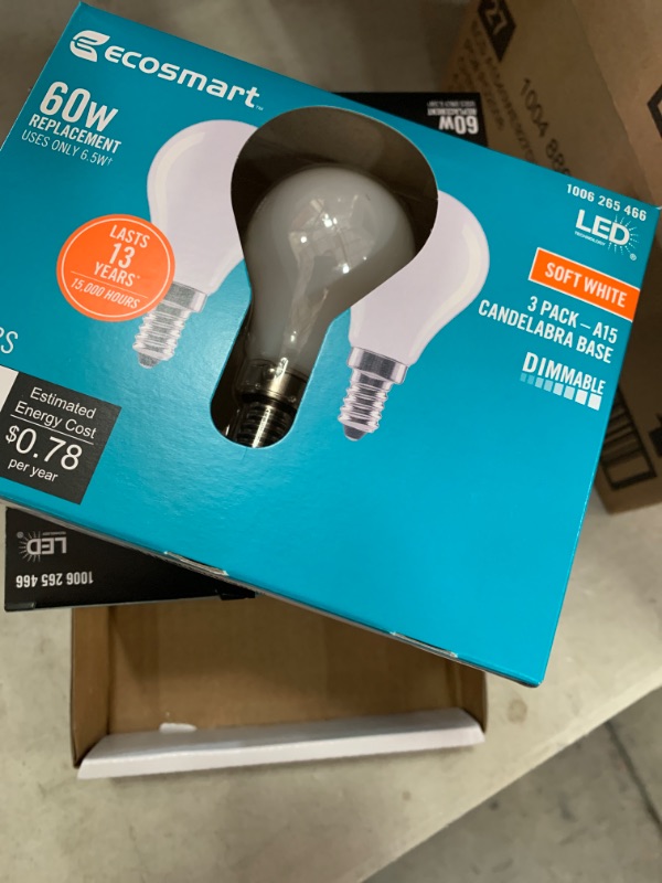 Photo 2 of 60-Watt Equivalent A15 Dimmable Appliance Fan Frosted Glass Filament LED Vintage Edison Light Bulb Soft White (4 3-Packs)
