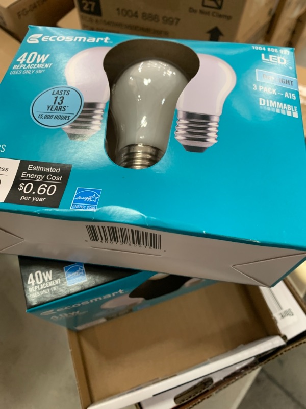 Photo 2 of 40-Watt Equivalent A15 Dimmable Appliance Fan Frosted Glass Filament LED Vintage Edison Light Bulb Soft White (3-Pack)
