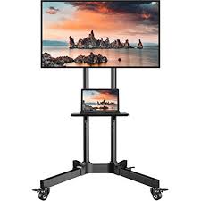 Photo 1 of Floor TV Stand with Wheels for 23-55 Inch LCD LED Plasma Flat Screen TVs - Mobile Rolling TV Cart Securely Holds up to 55lbs 