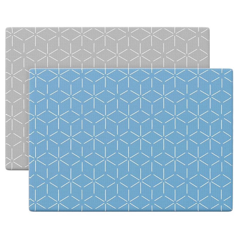 Photo 1 of Baby Play Mat for Infants | One-Piece Reversible Foam Floor Mat | Large | Eco-Friendly | Extra Soft | Thick | Non-Toxic | Toddlers | Kids (Satin Blue/Gray...
