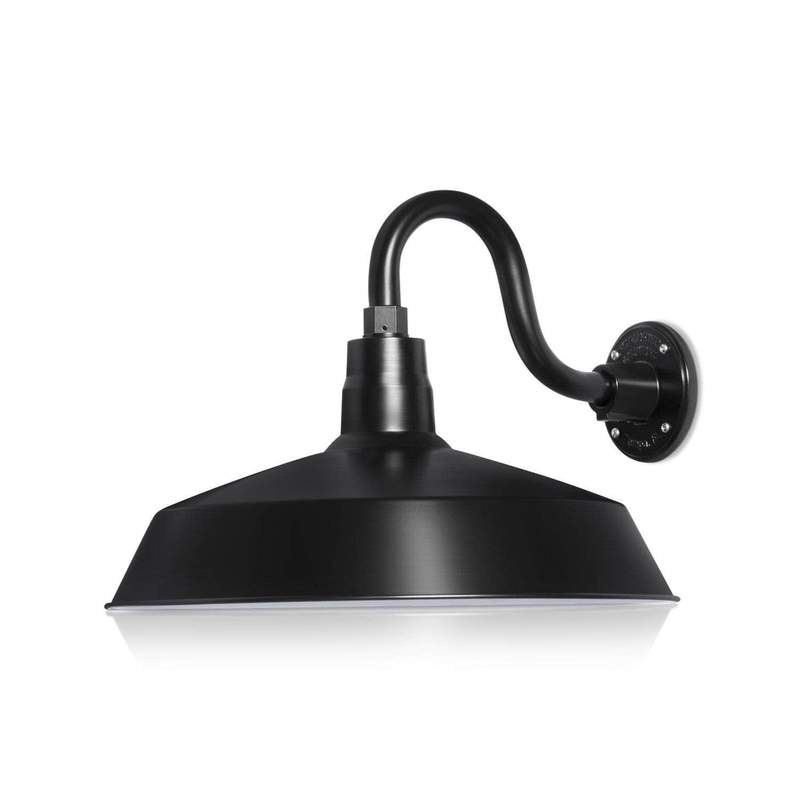 Photo 1 of 17" Black RLM Barn Light Shade With Gooseneck Arm
