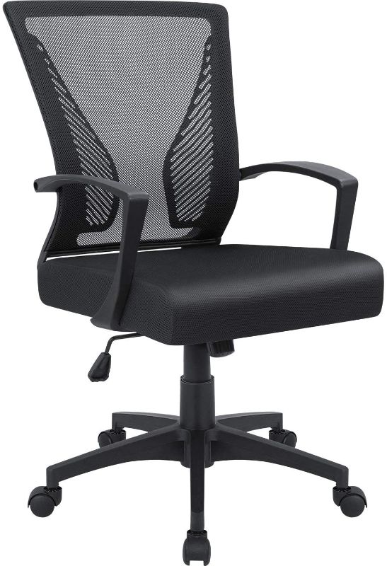 Photo 1 of ***PARTS ONLY*** Mid Back Swivel Lumbar Support Desk, Computer Ergonomic Mesh Chair with Armrest (Black)