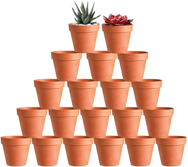 Photo 1 of 20 Pcs 3" Terracotta Clay Pots Pack of Small Craft Nursery Cactus Pot Water Permeable Succulent Plant Pottery Planter DIY Home Office Desktop Windowsill Ornament Decoration Wedding
