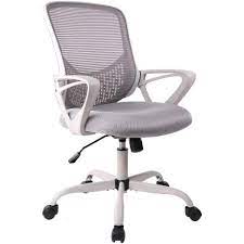 Photo 1 of Gray Office Task Desk Chair Swivel Home Comfort Chairs with Flip-up Arms and Adjustable Height
