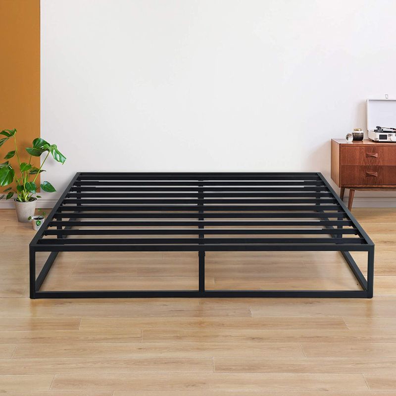 Photo 1 of 9 inches high Queen Bed Frame , Heavy Duty Metal Bed Frame Queen Size with Storage Steel Slat Support Easy Assembly Noise Free , No Box Spring Queen Size Platform Bed Frame , Black