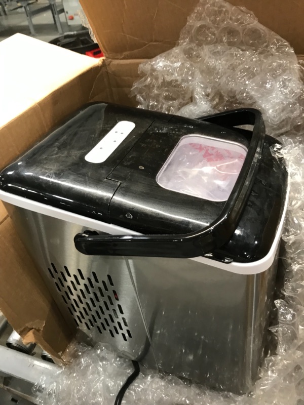 Photo 2 of Non-functional//Parts Only: Igloo ICEB26HNSS Automatic Self-Cleaning Portable Electric Countertop Ice Maker Machine With Handle, 26 Pounds in 24 Hours, 9 Ice Cubes Ready in 7 minutes, With Ice Scoop and Basket, Stainless
