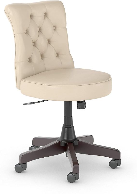 Photo 1 of Bush Furniture Fairview Mid Back Tufted Office Chair in Antique White Leather
