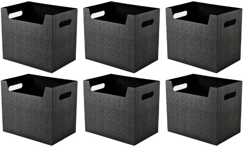 Photo 1 of 6 Pack Desk Storage Box, Multi-Functional Plastic Storage Basket for Files, Books, Clothes and Sundries, Office organizing Box,(Black)
