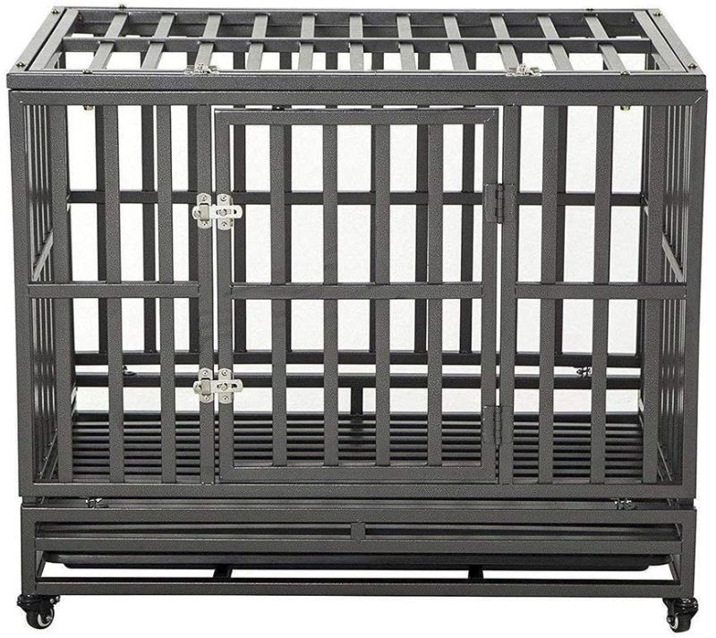 Photo 1 of 42" Heavy Duty Dog Cage Strong Metal Kennel and Crate for Medium and Large Dogs, Pet Playpen with Four Wheels,Easy to Install