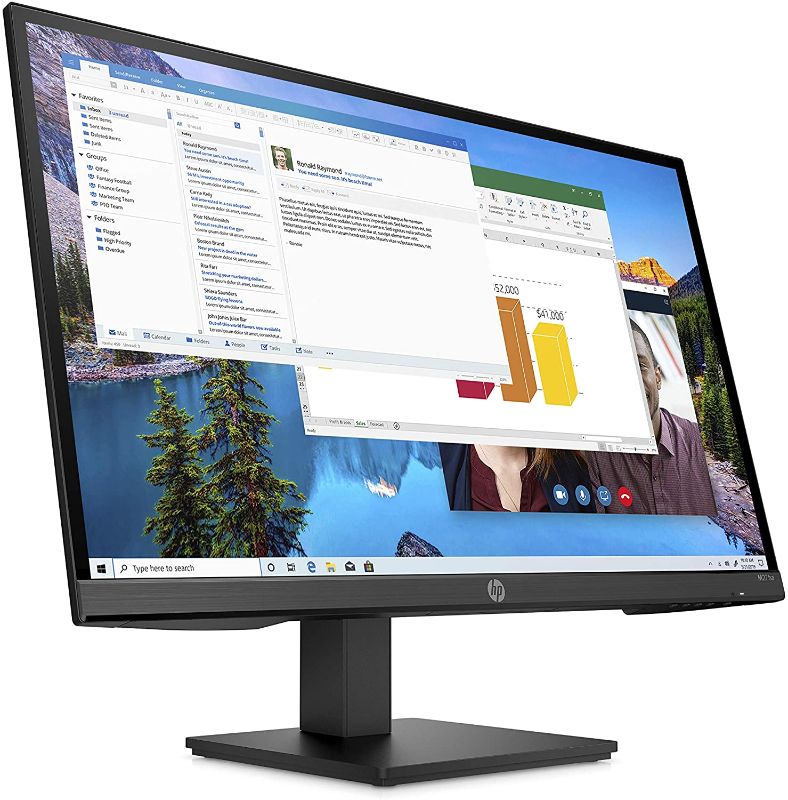 Photo 1 of HP M27ha FHD Monitor - Full HD Monitor (1920 x 1080p) - IPS Panel and Built-in Audio - VESA Compatible 27-inch Monitor Designed for Comfortable Viewing with Height and Pivot Adjustment - (22H94AA#ABA)
