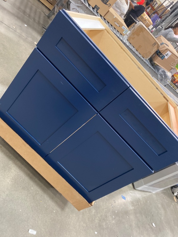 Photo 2 of Blue Painted Plywood Shaker Stock Assembled Sink Base Kitchen Cabinet Soft Close Doors (36 in. W x 24 in. D)
