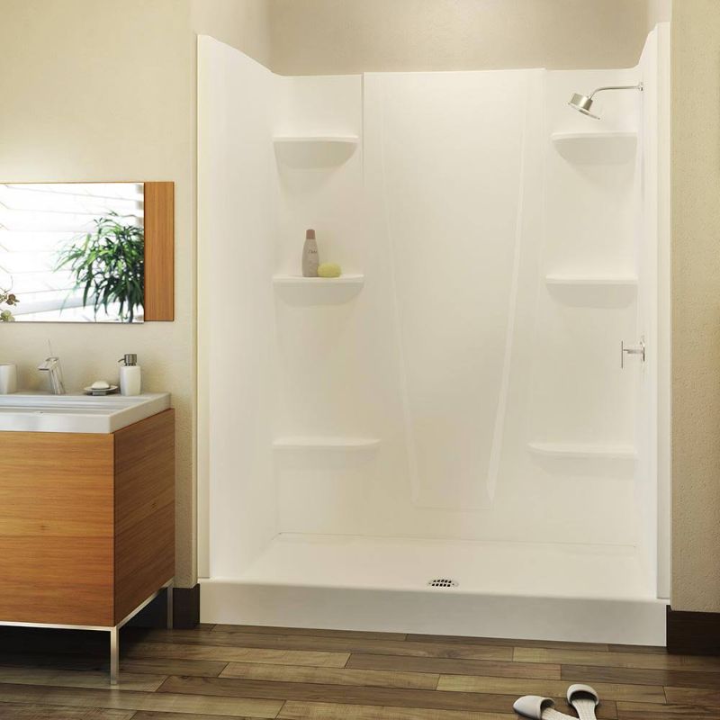 Photo 1 of A2 5 in. x 27 in. x 74 in. 2-piece Direct-to-Stud Alcove Shower Wall Panels in White