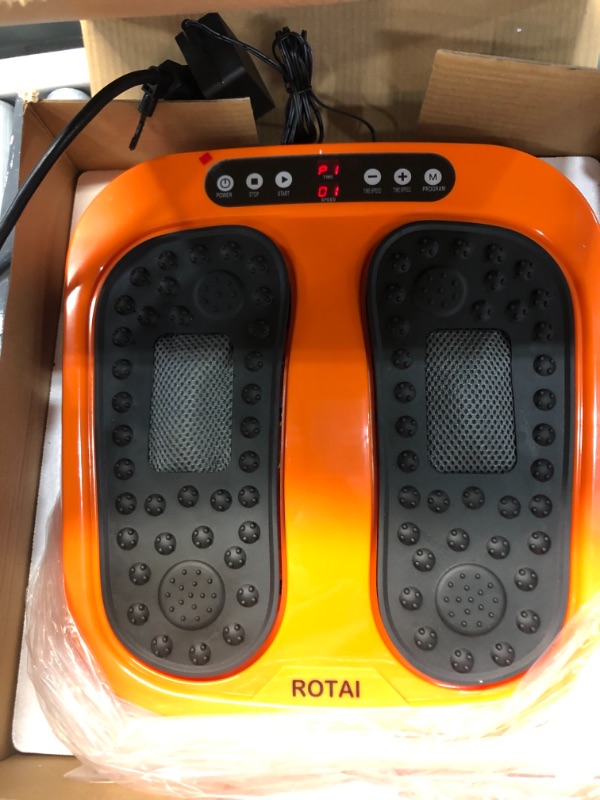 Photo 2 of ROTAI Vibration Foot Massager Multi Relaxations and Pain Relief Rotating Acupressure Electric Foot Circulation Device with Remote Control Orange
