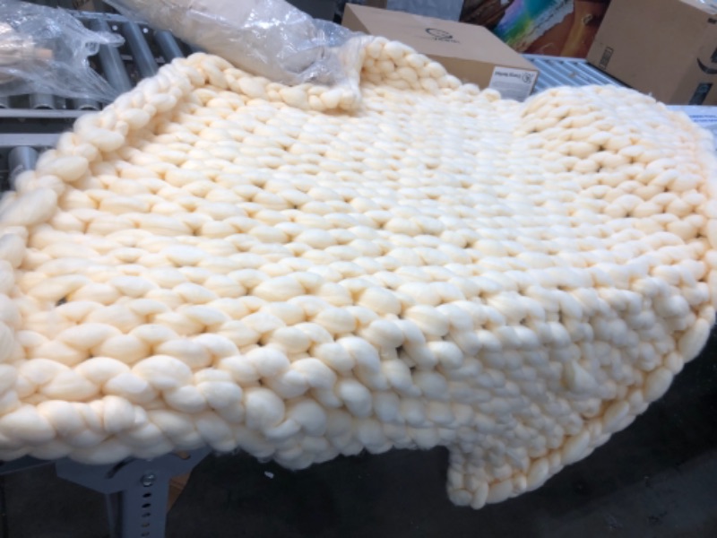 Photo 1 of 50"X50"  CHENILLE BRAIDED HANDMADE YELLOW BLANKET