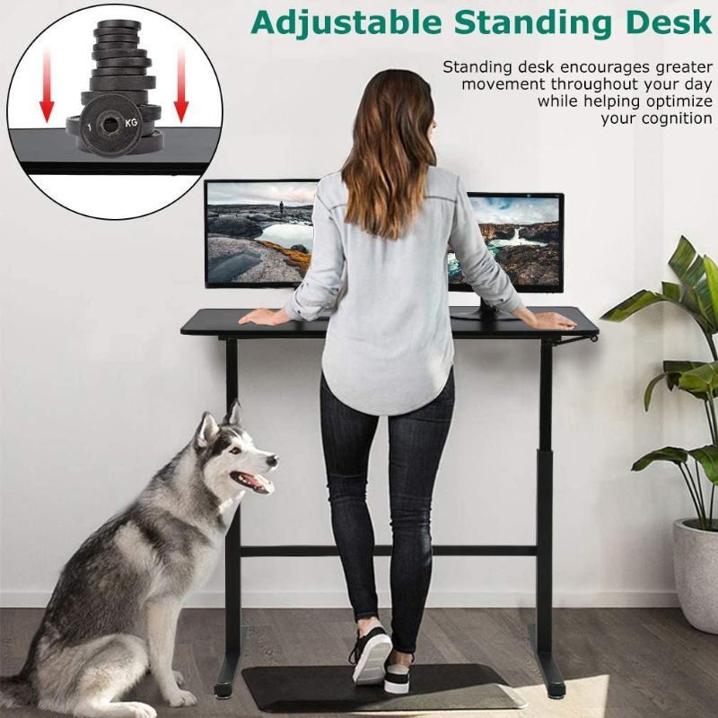 Photo 1 of Adjustable Standing Desk, 47" Computer Desk Height Converter Desk Computer Workstation Large Desktop Stand Up Desk Ergotron Laptop Sit-Stand Desk Fit Dual Monitor for Home Office,Black
