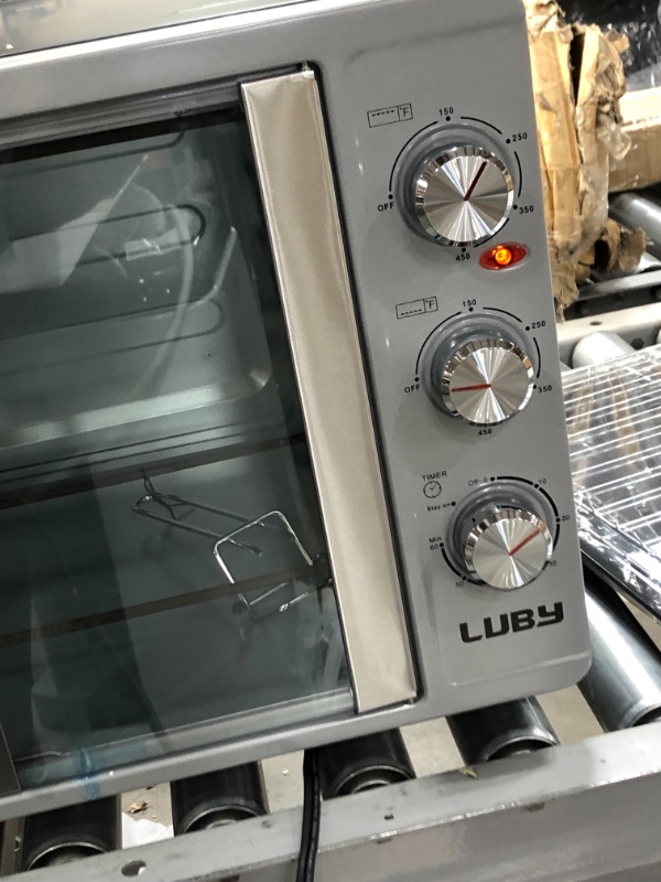 Photo 1 of LUBY Large Toaster Oven Countertop, French Door Designed, 55L, 18 Slices, 14'' pizza, 20lb Turkey, Silver
