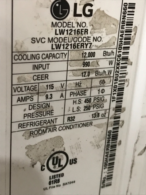 Photo 4 of parts only !!!!!LW1216ER 12,000 BTU Window Air Conditioner