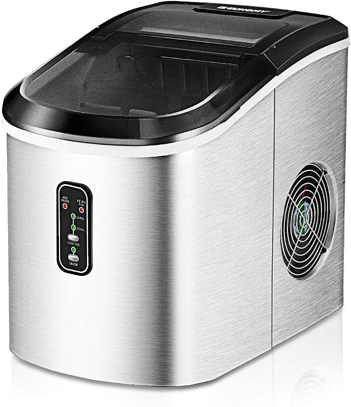 Photo 1 of Euhomy Ice Maker Machine Countertop, 26 lbs in 24 Hours, 9 Cubes Ready in 6 Mins, Electric ice maker and Compact potable ice maker with Ice Scoop and Basket. Perfect for Home/Kitchen/Office.(Sliver)